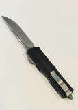 Microtech Scarab II Gen III Auto OTF Knife Stonewash Bohler M390MK SS Blade/Black Alum. Handle SKU 1278-10