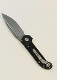 Microtech LUDT Gen III Automatic Knife Stonewash Serrated Bohler M390MK SS Blade/Black Alum. Handle w/Grip Tape SKU 1135-11