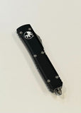 Microtech Ultratech Double Edge Apocalyptic Auto OTF Knife Stonewash SS Blade/Black Alum. Handle SKU 122-10AP