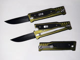 Gravity Knife Black 440C SS Blade/Green CNC 6061 Aircraft Alum. Handle w/Pocket Clip SKU 283GN