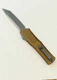 Microtech Combat Troodon Gen III OTF Auto Knife Tanto M390MK SS Blade/Tan Alum. Handle SKU 1144-10TA