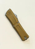 Microtech Combat Troodon Gen III OTF Auto Knife Tanto M390MK SS Blade/Tan Alum. Handle SKU 1144-10TA