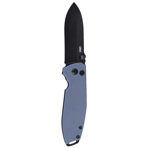 Columbia River Squid XM Button Lock Knife Black Oxide D2 Tool Steel Blade/Gray (Blue) G10 Handle SKU CRKT 2495G