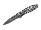 Boker Magnum Dia de Los Muertos Black Stonewashed 440A SS Blade/Stainless-Steel Handle with Skulls SKU 01SC519