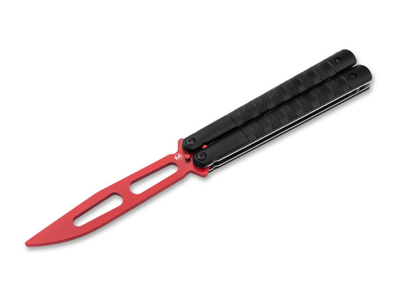 Boker Magnum Relack Training Butterfly Knife Red Blade/Black Alum. Handle SKU 01RY325