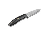 Boker Magnum Vernery Damascus Fixed Blade Knife Ebony with Leather Sheath SKU 02SC018DAM