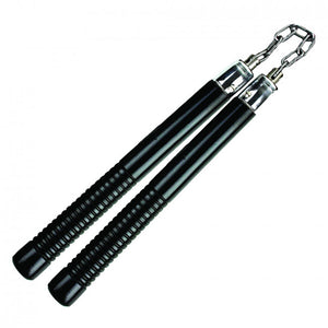 12" Black Wodden Round Nunchaku w/Metal Chain SKU NC241