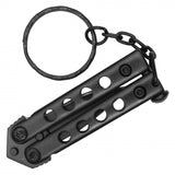 Mini Butterfly Knife Keychain Black with Black Blade SKU PBF37BK