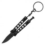 Mini Butterfly Knife Keychain Black with Black Blade SKU PBF37BK