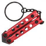 Mini Butterfly Knife Keychain Red with Black Blade SKU PBF37RD