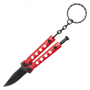 Mini Butterfly Knife Keychain Red with Black Blade SKU PBF37RD