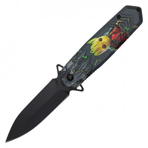 Groot Assist Open Knife Black Steel Blade/Guardian Graphic Handle SKU PF63E