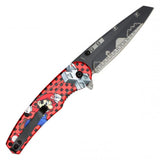 Mario Spring Assist Folding Knife Black Graphic Steel Blade/Red Mario Graphic Handle