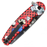 Mario Spring Assist Folding Knife Black Graphic Steel Blade/Red Mario Graphic Handle