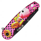 Princess Spring Assist Folding Knife Black Graphic Steel Blade/Pink Princess Graphic Handle SKU PF66E