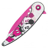 Mickey Spring Assist Folding Knife Pink Perforated steel Blade/Pink Mouse Print Handle SKU PF74A