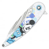 Mickey Spring Assist Folding Knife White Perforated Steel Blade/White Mouse Print Handle SKU PF74D