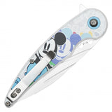 Mickey Spring Assist Folding Knife White Perforated Steel Blade/White Mouse Print Handle SKU PF74D