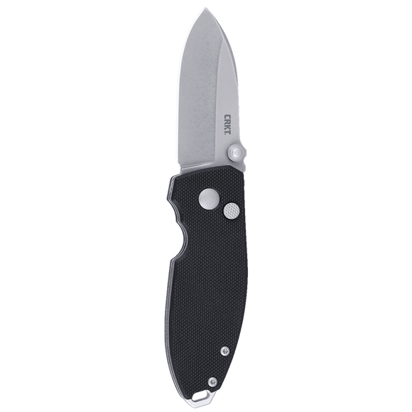 Columbia River Squid Button Lock Knife Stonewash D2 Tool Steel Blade/Black G10 Handle SKU CRKT 2474