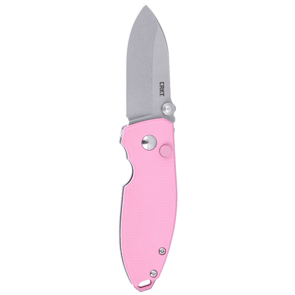 Columbia River Squid Button Lock Knife 14C28N Stainless Steel Blade/Rose Quartz G10 Handle SKU CRKT 2474P