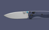 Benchmade Bugout AXIS Lock Knife Silver Cherakote CPM S90V Steel Blade/Blue 6061-T6 Aluminum Handle SKU 535SL-13