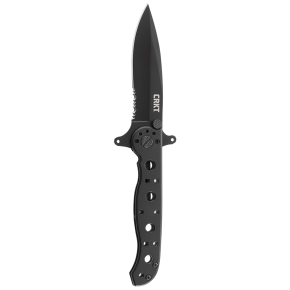 Columbia River Carson Liner Lock Folding Knife Black Spear Point Half Serr. 8Cr13Mov SS Blade/Black SS Handle SKU CRKT M21-10KSF