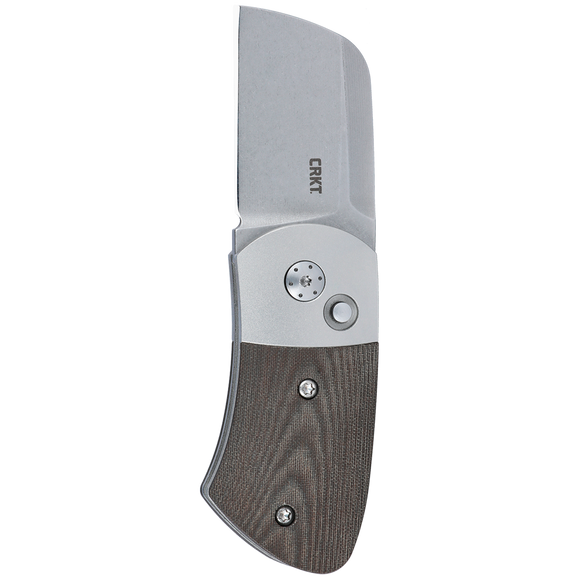 Columbia River Minnow Automatic Knife Stonewash CPM-MagnaCut SS Blade/Green Linen micarta Handle CRKT SKU A1005