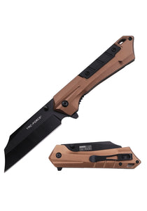 Tac Force Spring Assist Knife Black 3Cr13 SS Blade/Brown Alum. Handle SKU TF-1047BR