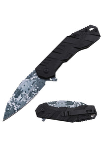 Tac Force Spring Assist Knife Digital Camo Embossed 3Cr13 Steel Blade/Black Alum. Handle SKU TF-1049BK