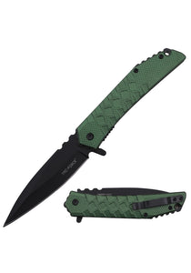 Tac Force Spring Assist Knife Black 3Cr13 SS Blade/Green Alum. Handle SKU TF-1050GN