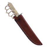 The Bone Edge 1918 Trench Knife Mirror Finish SS Blade/Brass Handle w/Leather Sheath SKU 14440