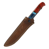 The Bone Edge 13" Filet Knife Damascus Blade/Multi Resin Handle w/Leather Sheath SKU 14473