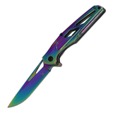 The Bone Edge Spring Assist Knife 3CR13 Rainbow Titanium Coated Blade/ Rainbow Titanium Coated Handle SKU 14397