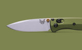 Benchmade Mini Bugout Axis Lock Knife Silver Cherakote CPM S90V Steel Blade/Green 6061-T6 Aluminum Handle SKU 533SL-10
