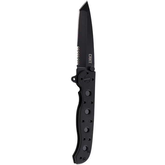 Columbia River Carson Folding Knife Black Tanto Half Serr. 8Cr15MoV SS Blade/Black Nylon Handle SKU CRKT M16-10KZ