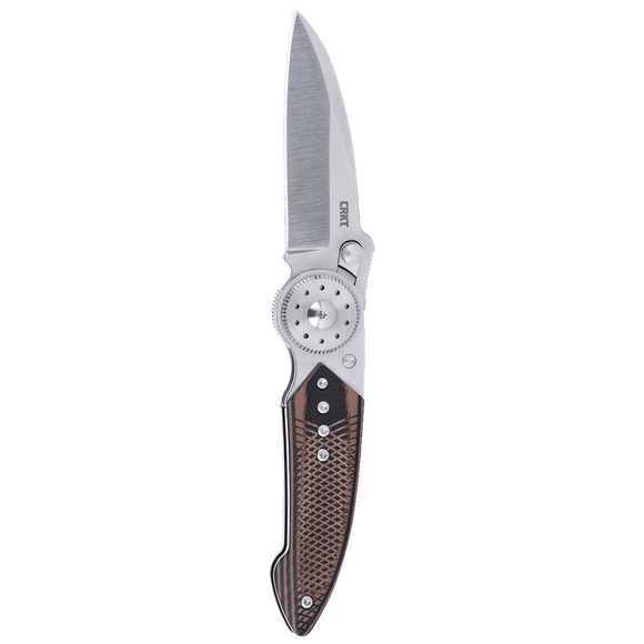 Columbia River Walker Blade Lock Knife Satin Finish 14C28N Stainless Steel Blade/Brown & Black G10 Handle SKU CRKT 4200