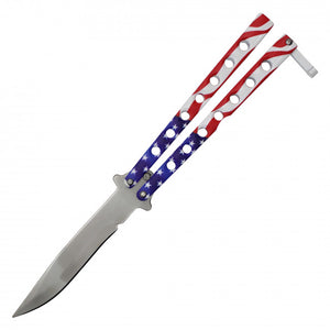 Butterfly Pocketknife 9" Overall USA Flag Design SKU YC9939A