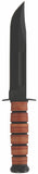 Ka-Bar US Navy Full Size Fixed Blade Knife w/Leather Sheath Black Powder Coated 1095HC Steel Blade/Stacked Leather Handle SKU 1225/KA1225