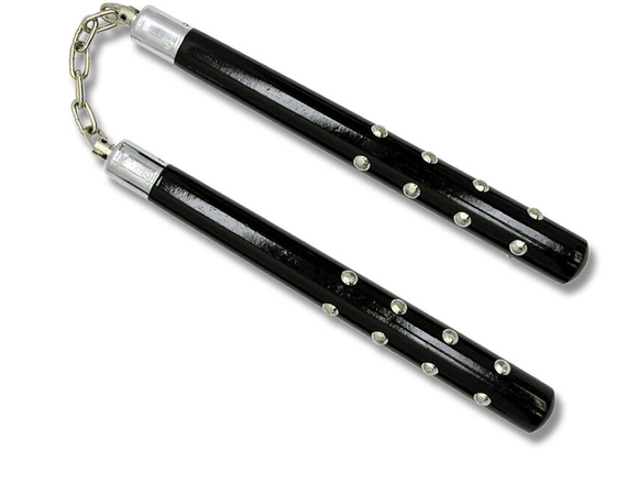 Nunchaku Black Wood With Studs SKU NC-W01ST